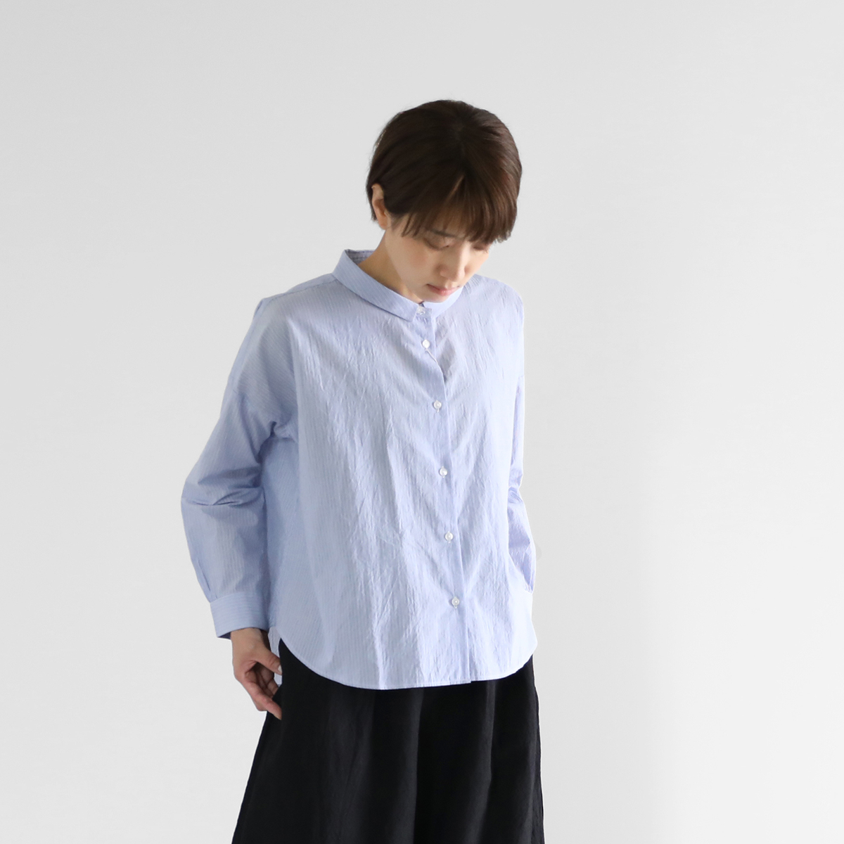 コードレーンワイドブラウス（ブルー）【レディス】U102 | HUIS