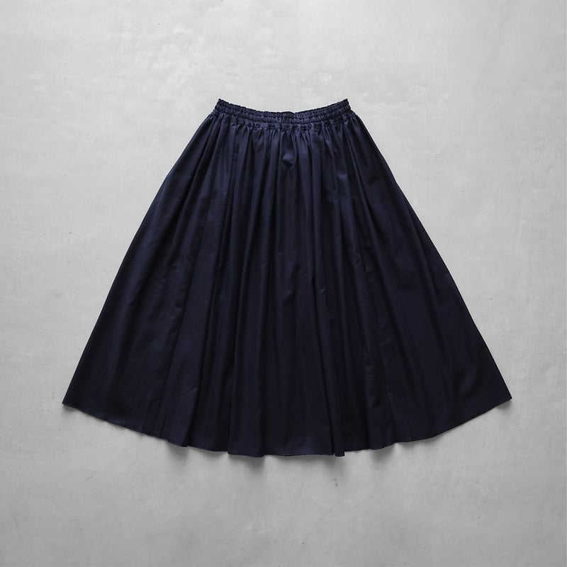 フランス綾ロングスカート（ダークネイビー）【レディス】U402 | HUIS