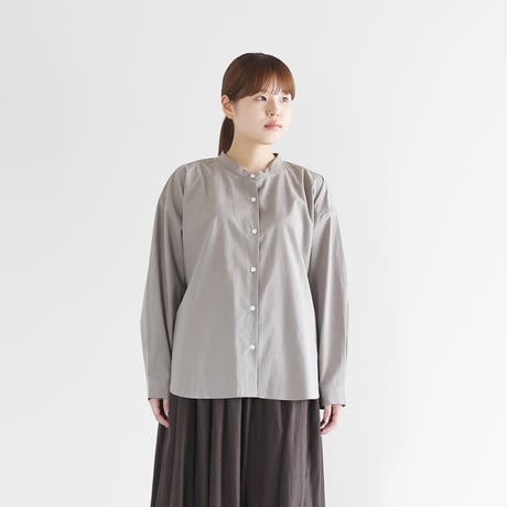 HUIS コットン　バンドカラー　シャツ　ダークグリーン HUIS コットン バンドカラー シャツ ダークグリーン