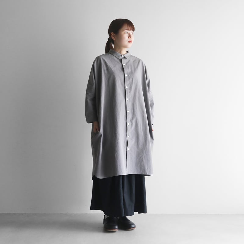 ギザコットンヘンプロングシャツ（ライトグレー）【ユニセックス】004