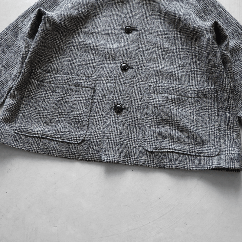 HUIS×尾州”縮絨ウールショートコート（グレンチェック）【ユニセックス