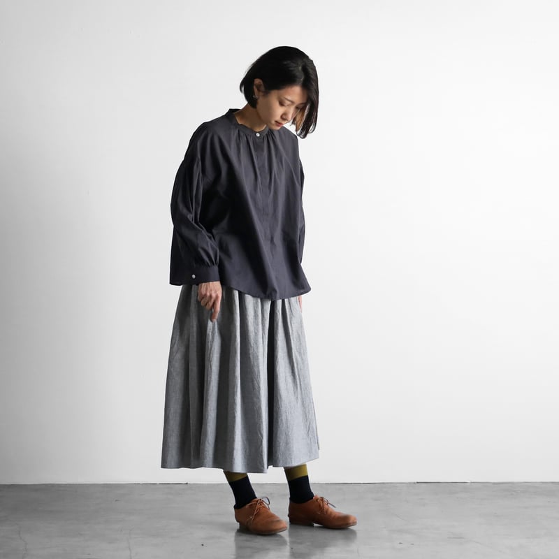 HUIS. 遠州織物 綿麻(コットンリネン)バフクロスロングスカート HUIS. 遠州織物 綿麻(コットンリネン)バフクロスロングスカート