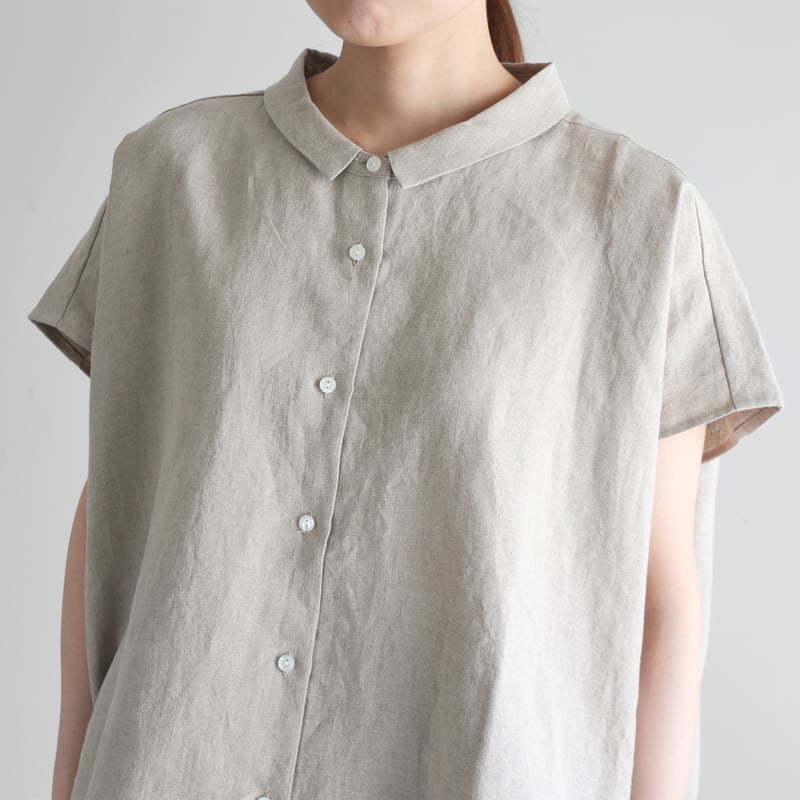 美品♪ハウスオブロータス　24SS リネン　日本製　ブラウス　フレンチスリーブ オールドレピアリネンフレンチスリーブワイドブラウス（きなり