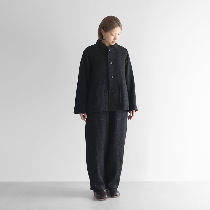 HUIS〜遠州織物〜尾州ショートコート HUIS×尾州”縮絨ウールフランネルショートコート（ブラウン