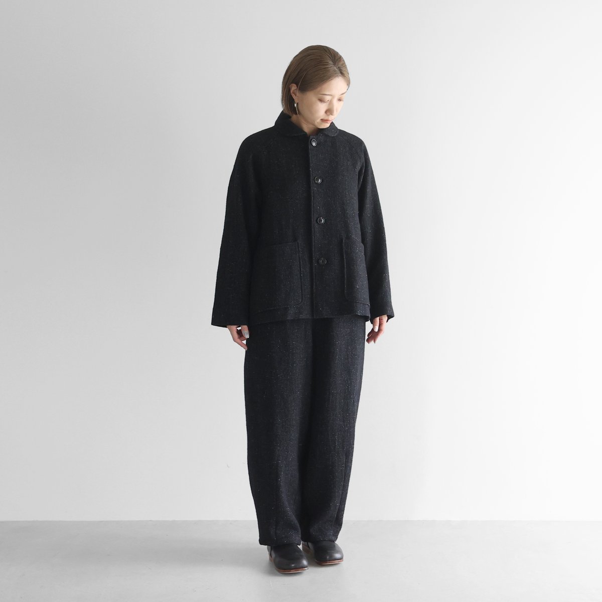 美品HUIS 遠州織物リネンロングコート　ハウス 190A3081e.jpg