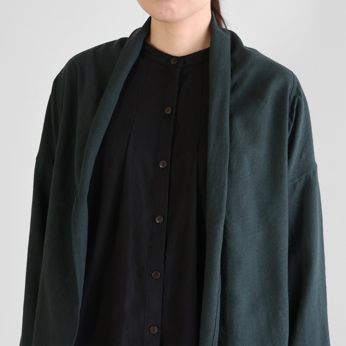 ウォッシャブルウールカーディガン（ダークグリーン）【ユニセックス