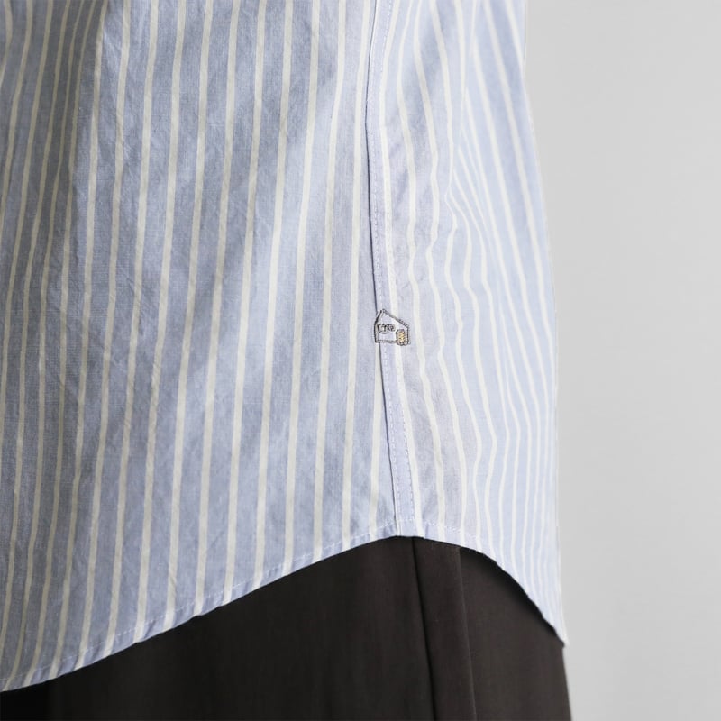 オーガニックコットンシャツ（ラベンダーストライプ）【ユニセックス  