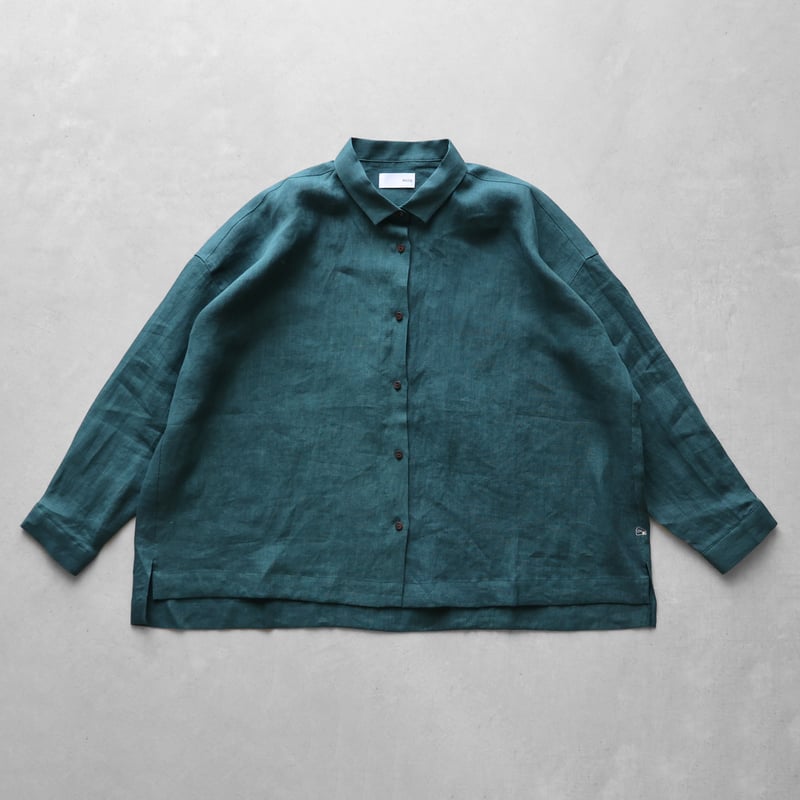 シャトルリネンワイドブラウス（ダークグリーン）【レディス】U105  