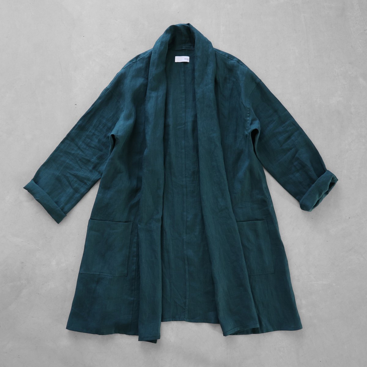 シャトルリネンロングカーディガン（ダークグリーン）【ユニセックス  