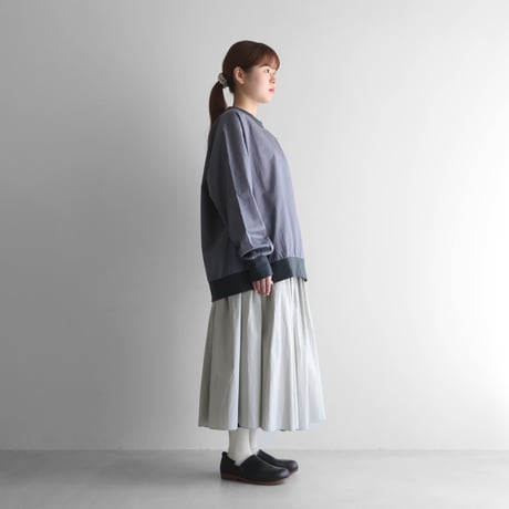 ギザコットンブロード長袖リブプルオーバー（グレー）【ユニセックス】621