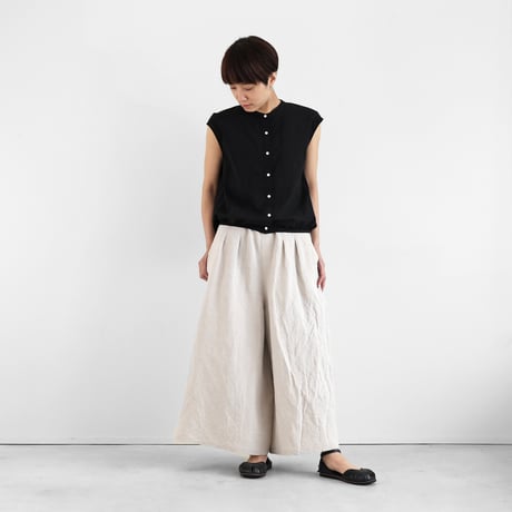 HUIS | バンブーリネンスカートパンツ（ライトグレー）505 遠州織物 HUIS | バンブーリネンスカートパンツ（ライトグレー