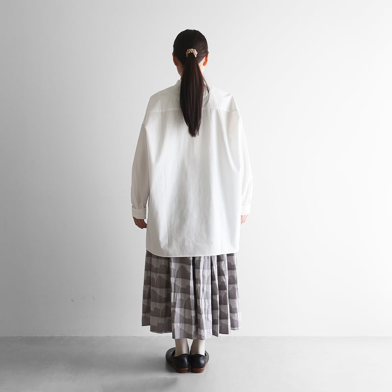 オーガニックコットンバンドカラーオーバーシャツ（白）【ユニセックス