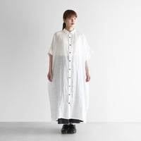 シャトルリネンライトショートスリーブロングシャツ（白）【ユニセックス】014