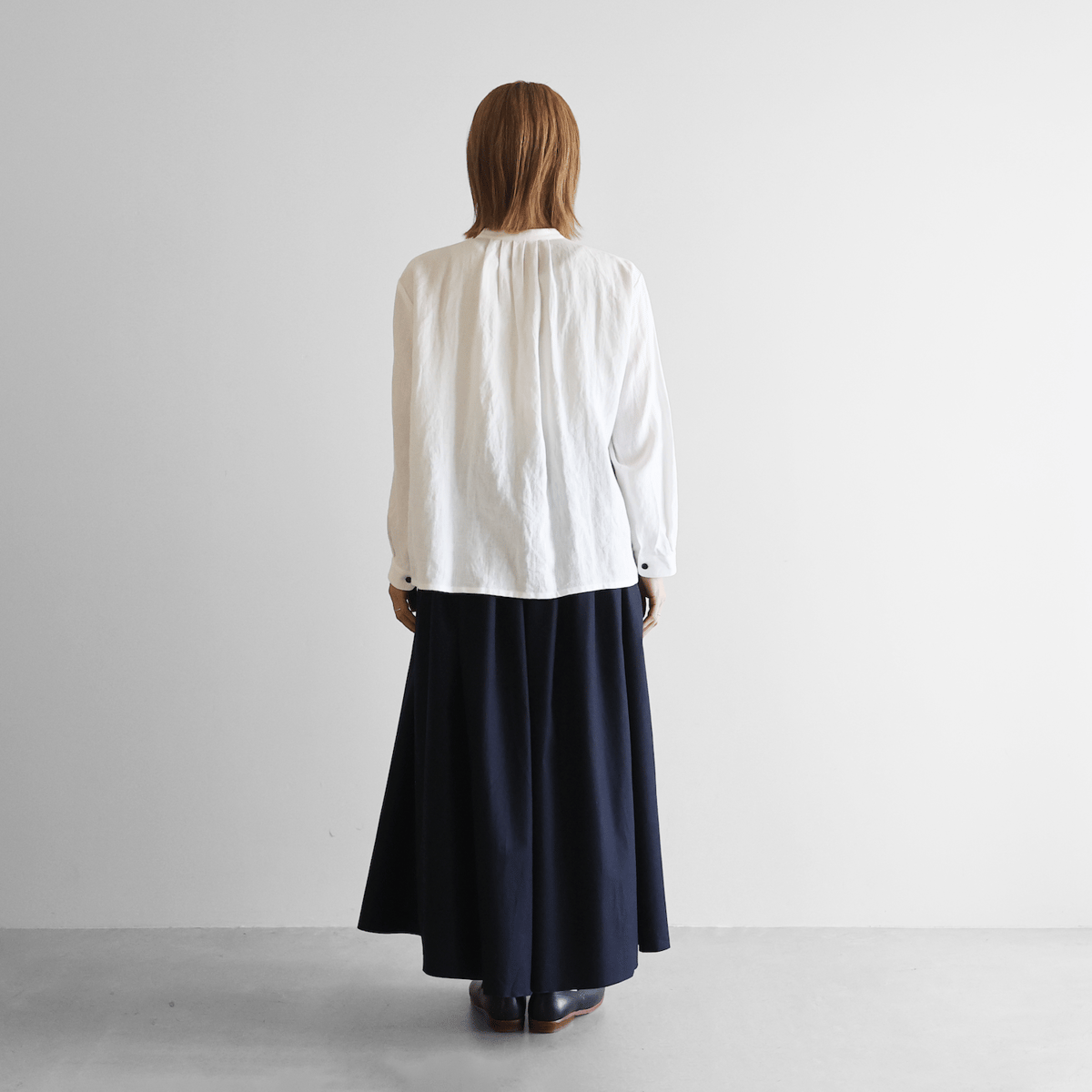 フランス綾ロングスカートL（ダークネイビー）【レディス】U402L
