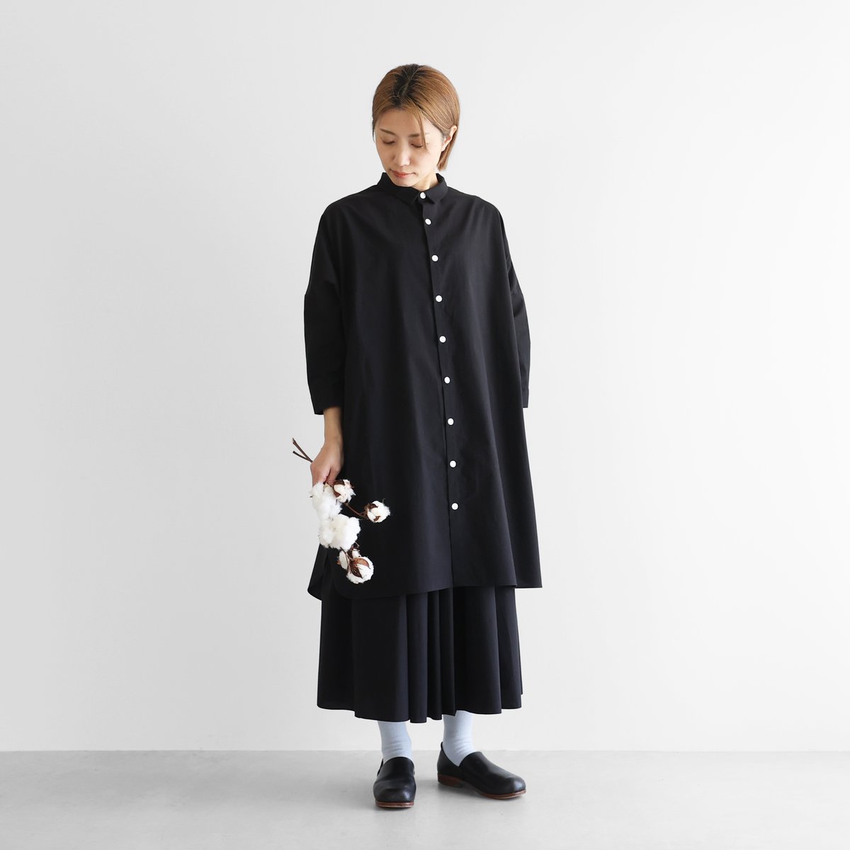 遠州織物×久留女木の棚田プロジェクト】棚田コットンロングシャツ