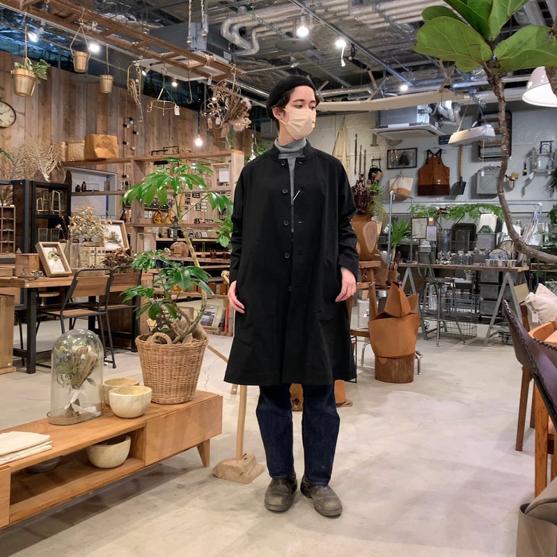 やわらかシーチングコットンアトリエコート（ブラック）【ユニセックス