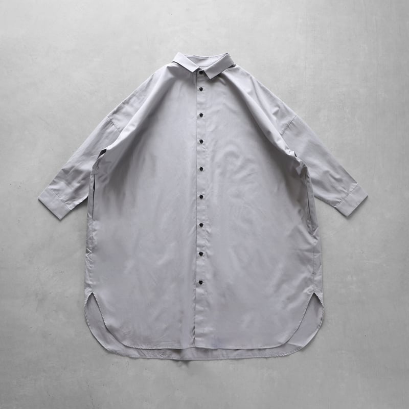 ギザコットンブロードロングシャツ（シルバーグレー）【ユニセックス