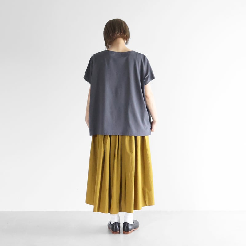 HUIS SUVIN COTTONフレンチスリーブスクエアカットソー HUIS in house］SUVIN COTTONフレンチスリーブスクエア