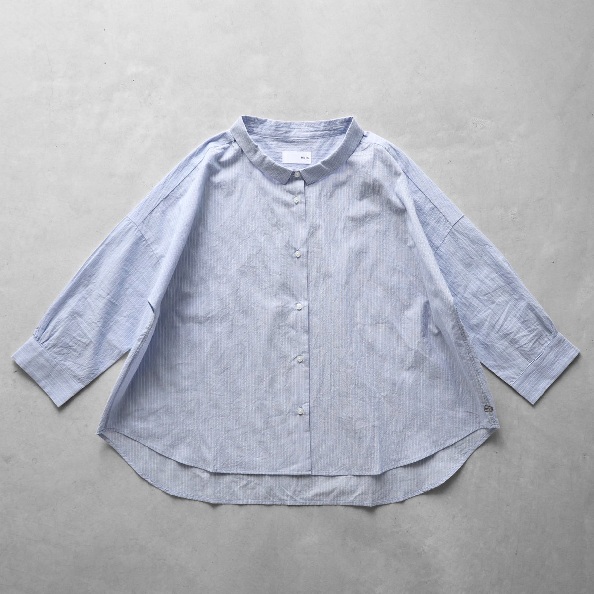 8分袖コードレーンワイドブラウス（ブルー）【レディス】U108 | HUIS