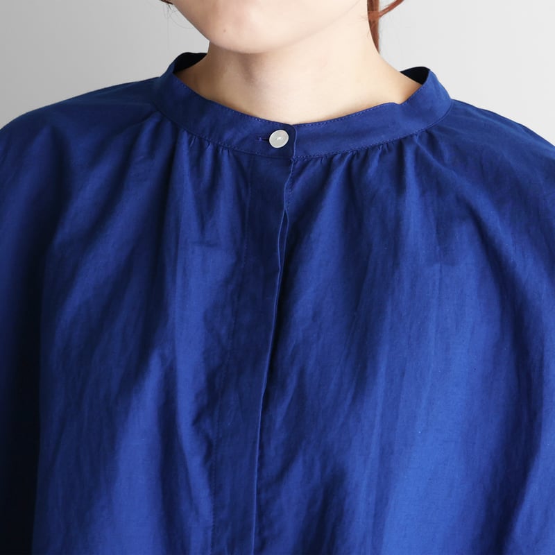 コットンリネンバルーンスリーブワイドブラウス（フレンチネイビー  