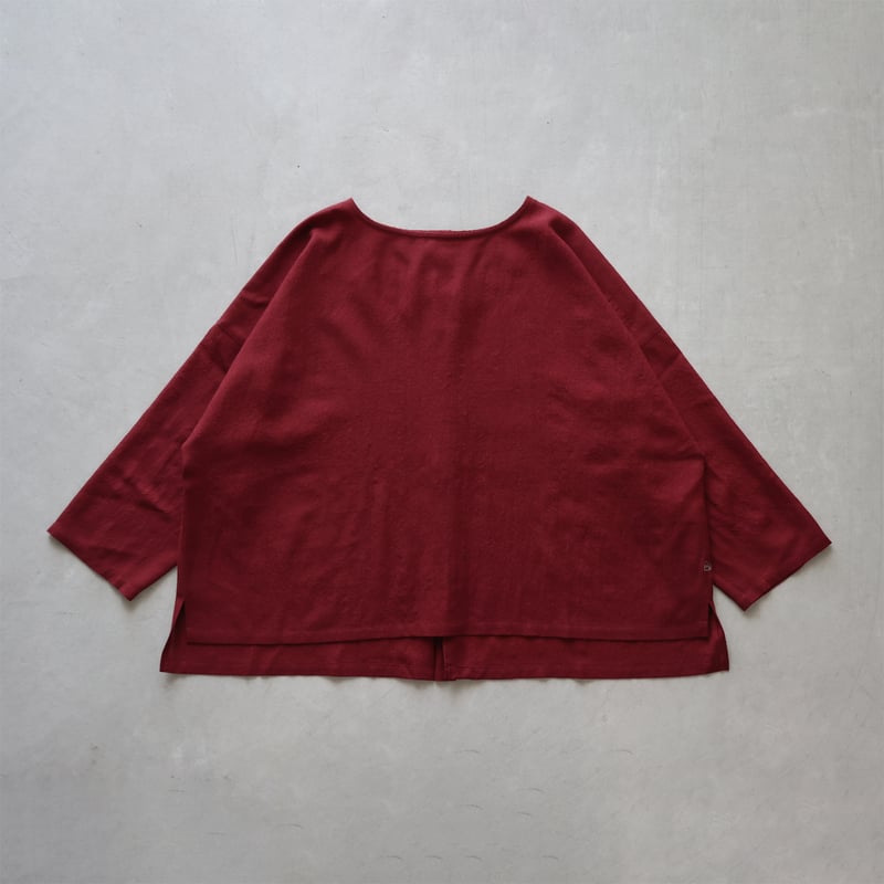 ウォッシャブルウールワイドプルオーバー（ダークレッド）【レディス