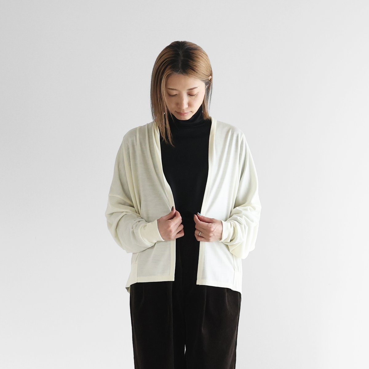 HUIS in house］メリノオプティモウォッシャブルウール天竺長袖リブ