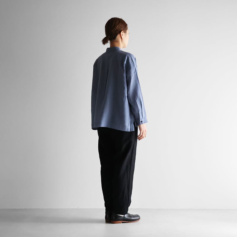 HUIS 遠州織物 ブラウス ダークグレー 長袖ウォッシャブルウール