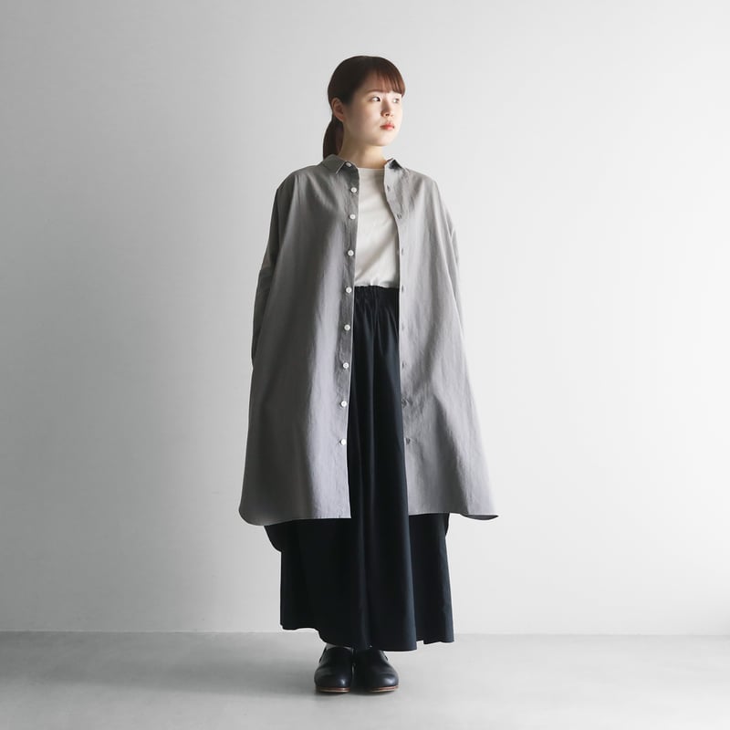 ギザコットンヘンプロングシャツ（ライトグレー）【ユニセックス】004