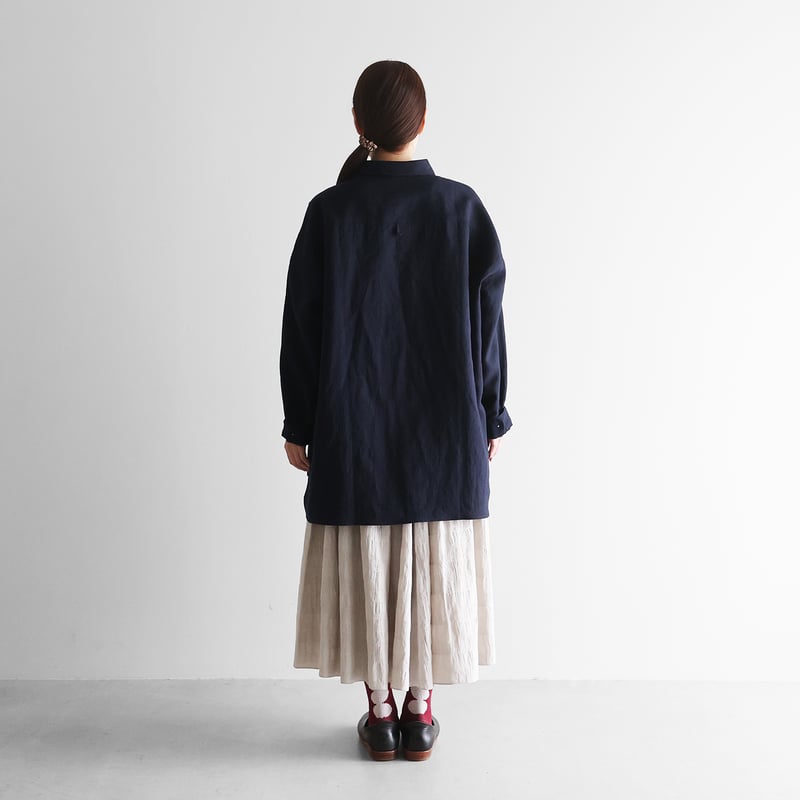 オールドレピアリネンオーバーシャツ（ダークネイビー）【ユニセックス