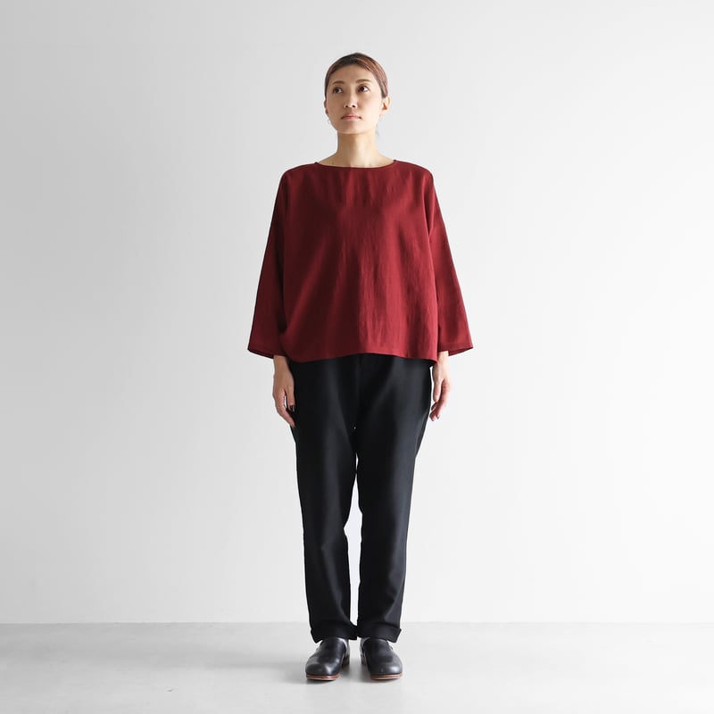 ウォッシャブルウールワイドプルオーバー（ダークレッド）【レディス