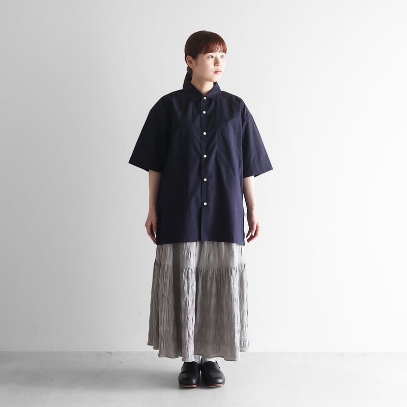 タイプライタークロススタンダード半袖シャツ（ダークネイビー）【ユニ