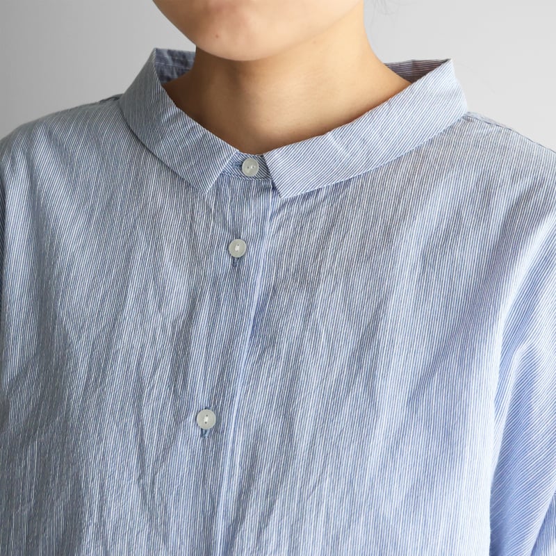 8分袖コードレーンワイドブラウス（ブルー）【レディス】U108 | HUIS