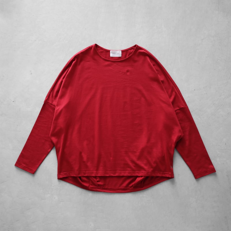 HUIS in house］SUVIN COTTON長袖コクーンカットソー（レッド）【レディ
