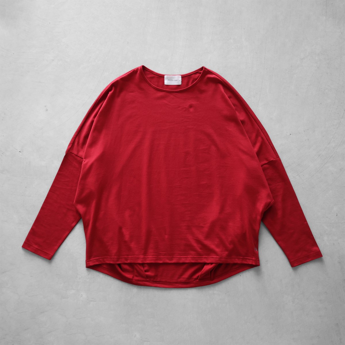 HUIS in house］SUVIN COTTON長袖コクーンカットソー（レッド）【レディ