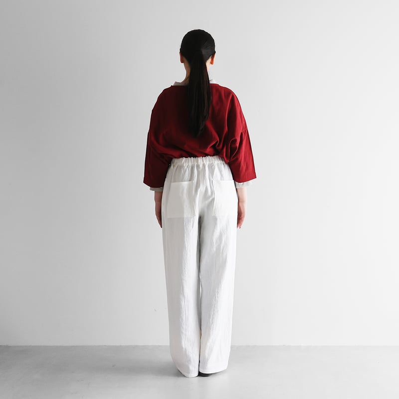 オールドレピア天日干しラミーリネンワイドストレートワークパンツ（白