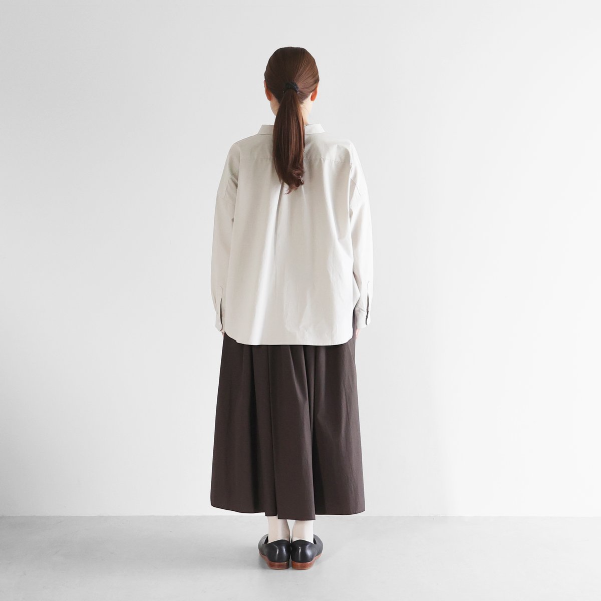 オーガニックコットンワイドブラウス（オフグレー）【レディス