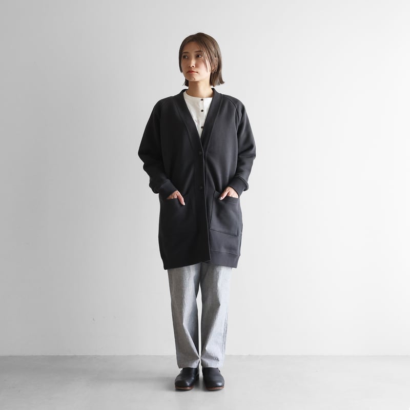 【ニット、スウェット　カーディガン、ロング、黒】 GLAYのTERUさん着用 HUIS in house］SUVINスウェットロングカーディガン（ダークグレー