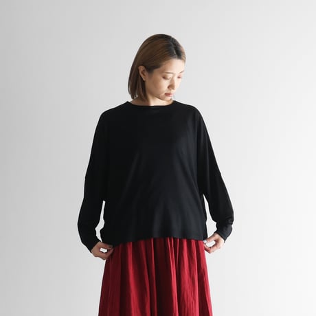 ［HUIS in house］メリノオプティモウォッシャブルウール天竺長袖コクーンカットソー（ブラック）【レディス】CS202