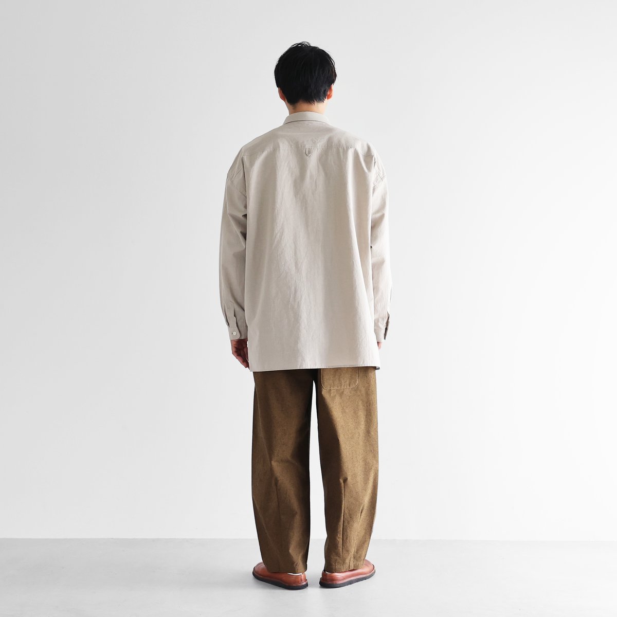 ギザコットンヘンプオーバーシャツL（ナチュラルグレー）【ユニ