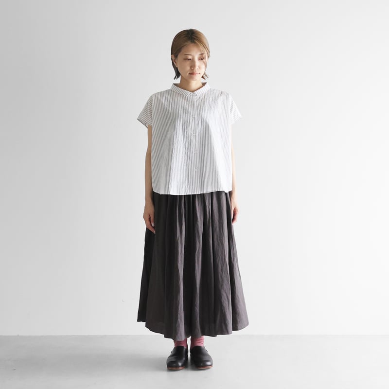 オールドレピアリネンロングスカート（チャコールグレー）【レディス