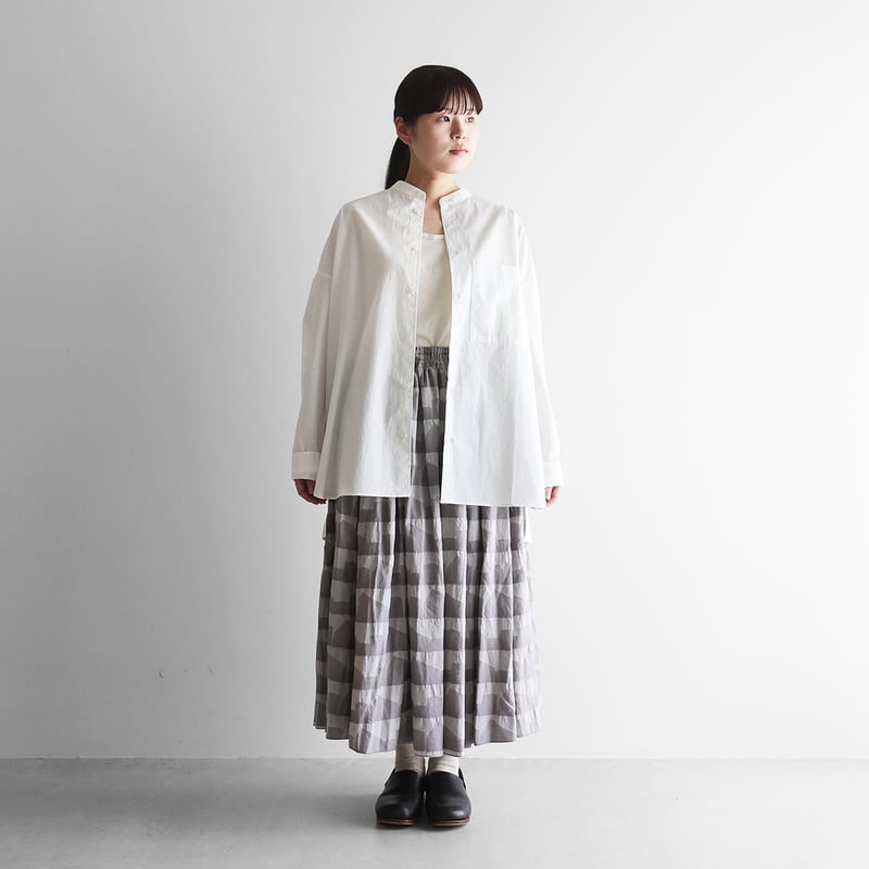 オーガニックコットンバンドカラーオーバーシャツ（白）【ユニセックス