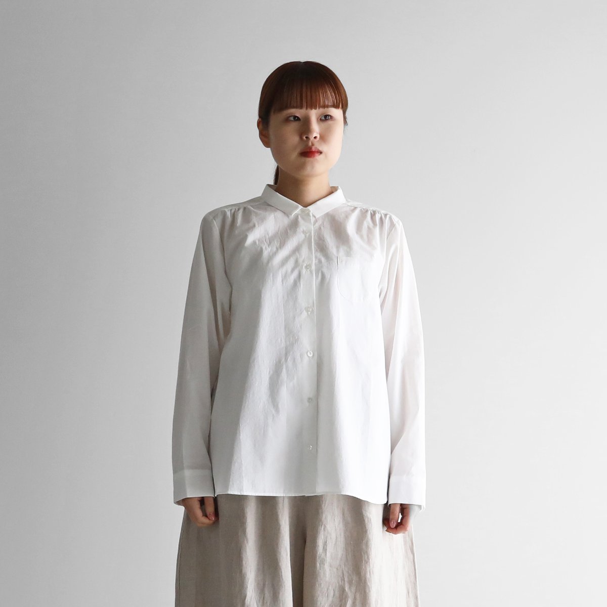 HUIS. U109 オーガニックコットンブラウス オーガニックコットンブラウス（白）【レディス】 U109 | HUIS onlinestore