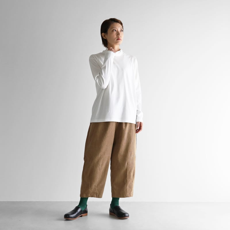 HUIS in house］SUVIN COTTON長袖ゆるタートルネックカットソー（白）【