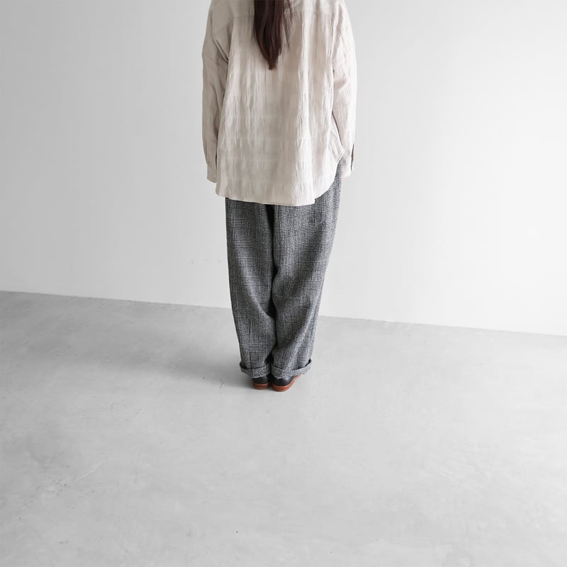 HUIS×尾州”縮絨ウールバルーンパンツロング（グレンチェック）【ユニ