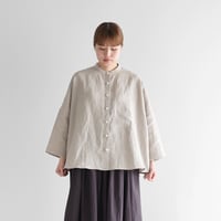 8分袖オールドレピアリネンバンドカラーブラウス（きなり）【レディス】U112