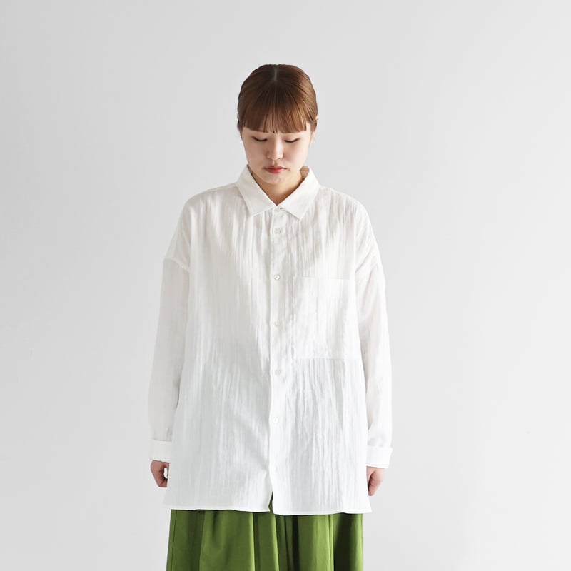 シャトルダブルガーゼオーバーシャツ（白）【ユニセックス】018 | HUIS