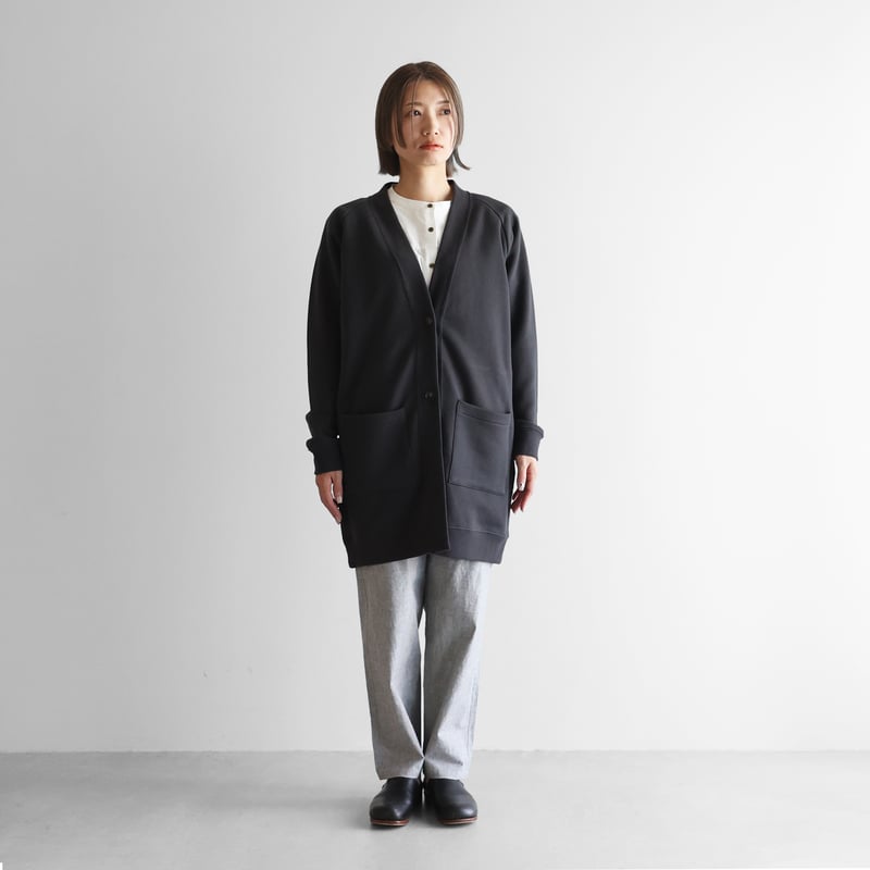 美品 HUIS. in house スウェット カーディガン 黒 huis HUIS in house］SUVINスウェットロングカーディガン（ダークグレー