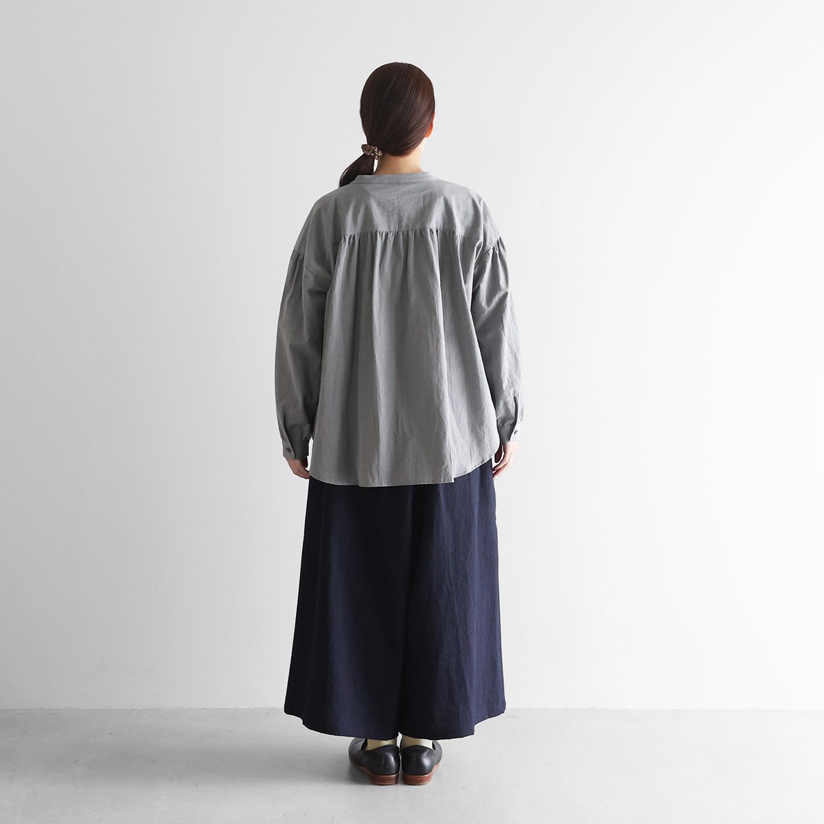 やわらかラミーリネンスカートパンツ（ダークネイビー）【ユニセックス
