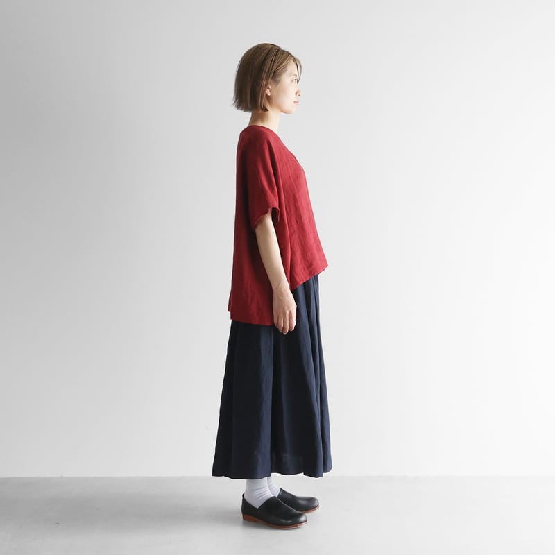 オールドレピアリネンロングスカート（ダークネイビー）【レディス