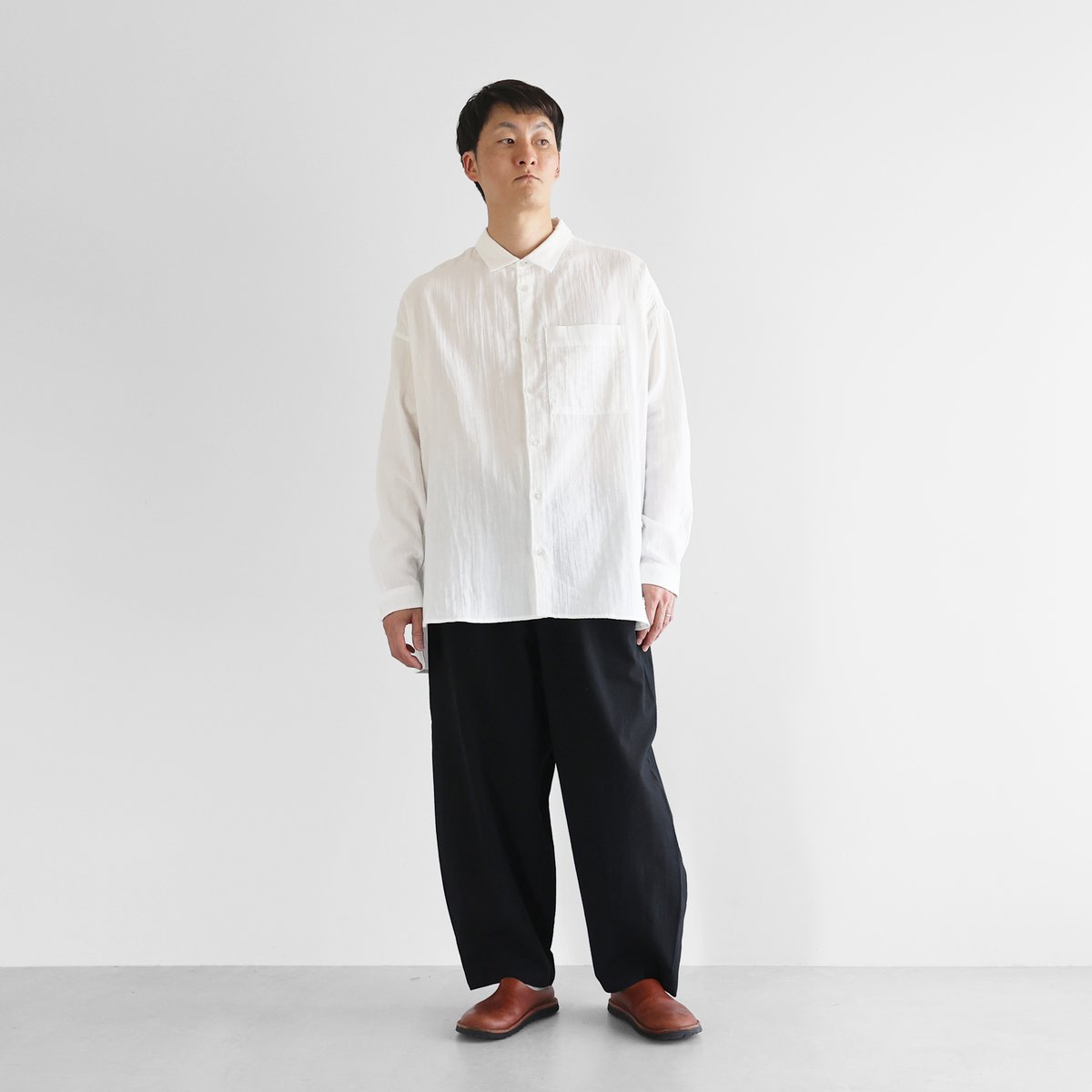 シャトルダブルガーゼオーバーシャツL（白）【ユニセックス】018L